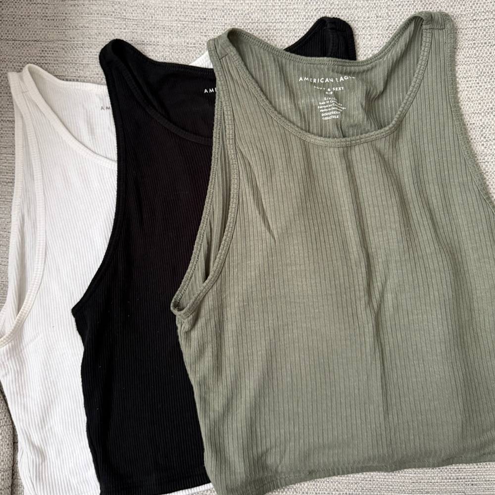 American Eagle Outfitters Women's Ribbed Soft & Sexy Tank Top: Set of 3